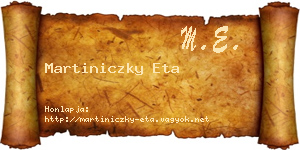 Martiniczky Eta névjegykártya
